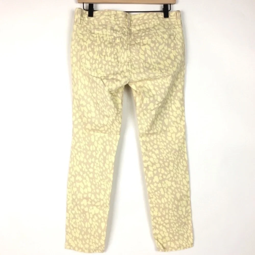 LOFT Jeans Pants Modern Straight Ankle Animal Print Yellow Tan Petite 4P / 27